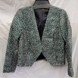 NWOT Ava XS Green Silver Animal Print Blazer Jacket 121991